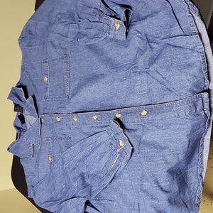 Honors Blue Denim Button Down Long Sleeve Maternity Top